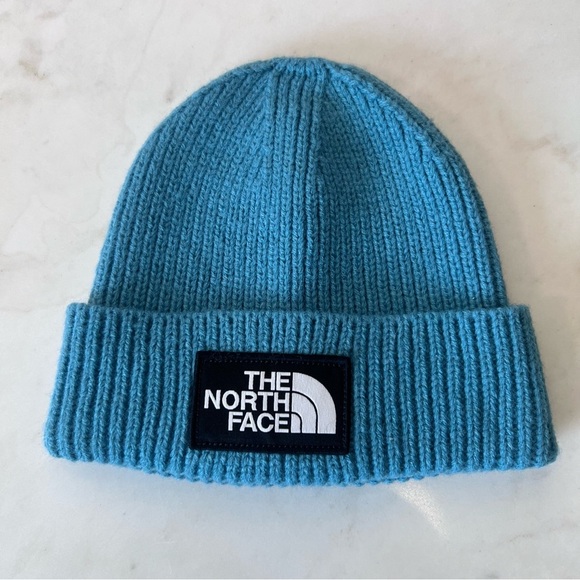 The Northface Unisex Short Cuff Knit Logo Beanie Shallow Fit Blue - Picture 1 of 8